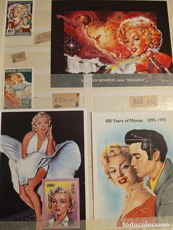 Sellos: Curiosa colecci&oacute;n &aacute;lbum sellos Marilyn Monroe y alg&uacute;n cantante y actor