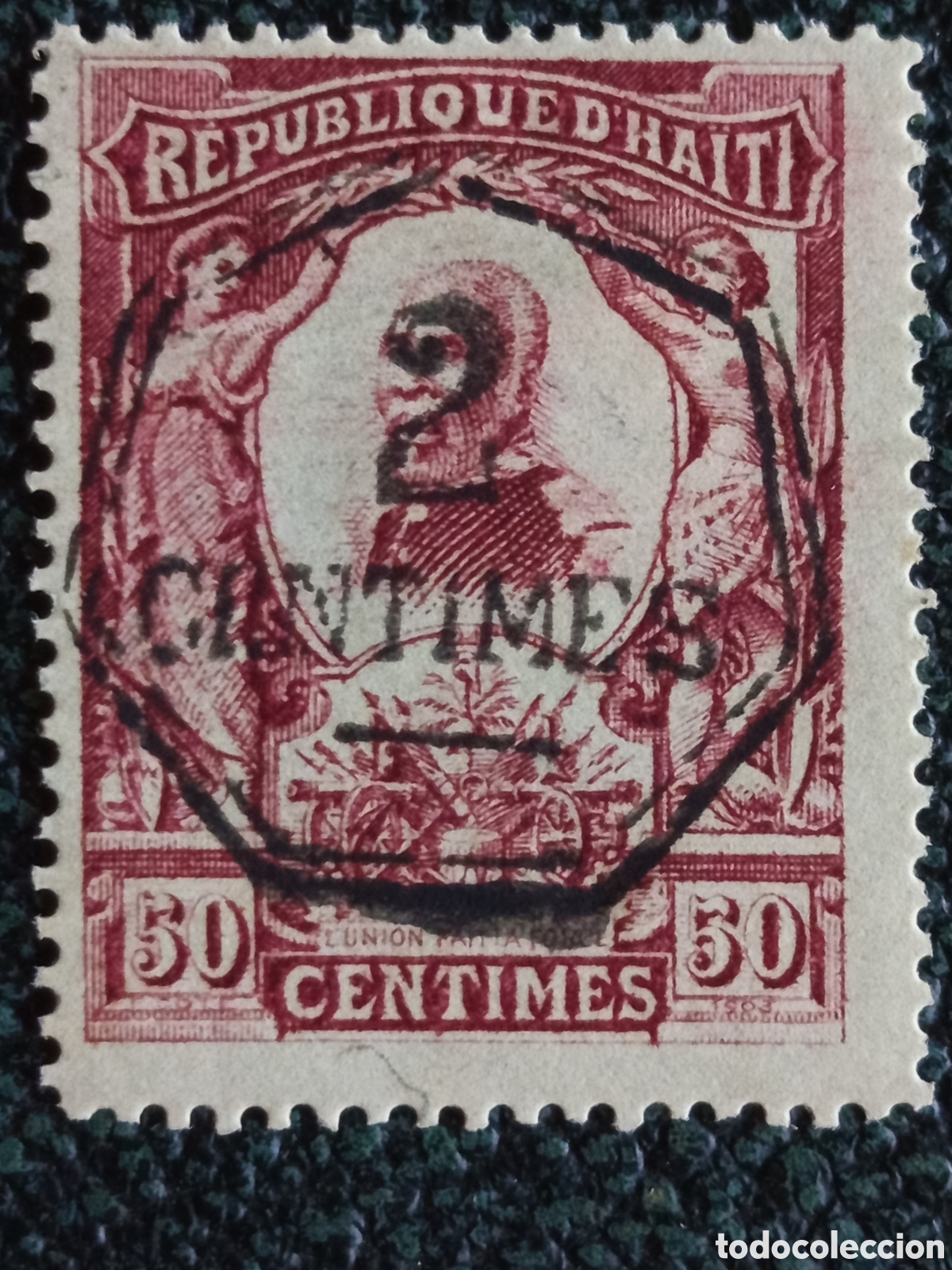 Sellos: Sello Haiti 2c en 50c Salomon Sobrecarga 1898 Scott#55 MH