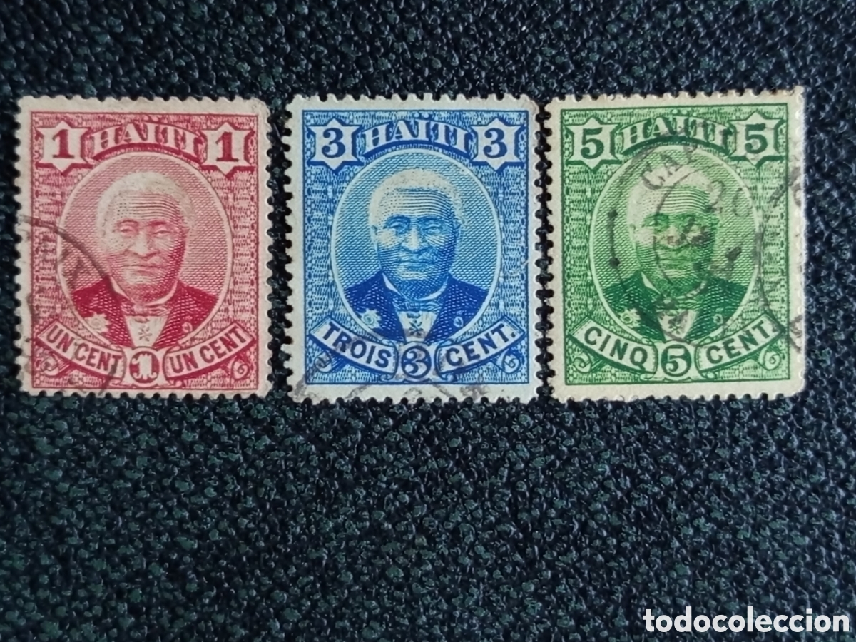 Sellos: Set 3 Sellos Haiti 1898-1899 Presidente Nord Alexis Scott#57 #59 #60 Usados