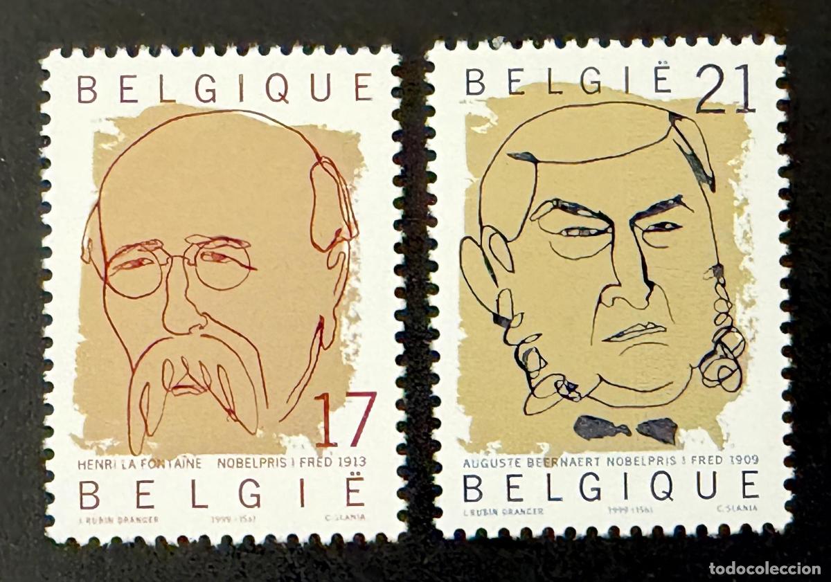Sellos: B&eacute;lgica 1999 Mi. 2890-2891 emisi&oacute;n com&uacute;n Nobel Paz La Fontaine