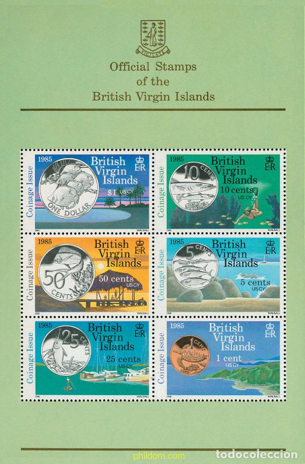 Sellos: 36359 MNH VIRGENES BRITANICAS Islas 1985 NUEVAS MONEDAS