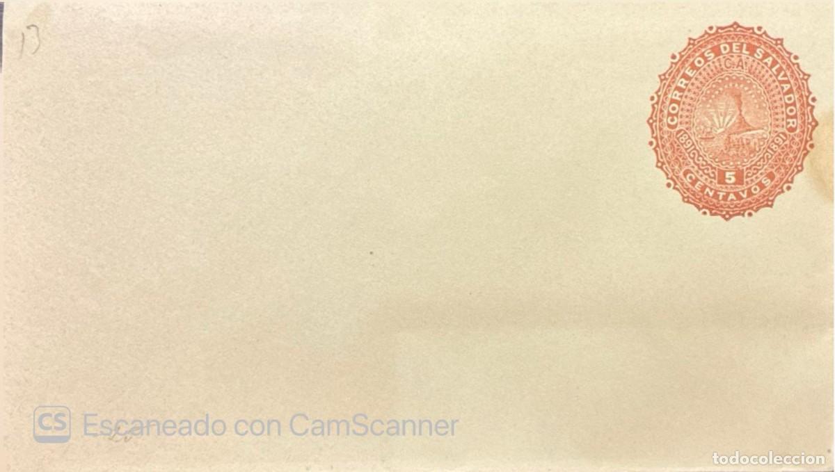 Sellos: O) 1891 EL SALVADOR, MEDALLION, MT SAN MIGUEL 2 centavos red, POSTAL STATIONERY, UNUSED