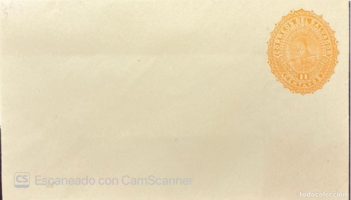 Sellos: O) 1891 EL SALVADOR, MEDALLION, MT SAN MIGUEL 11 centavos orange, POSTAL STATIONERY, UNUSED