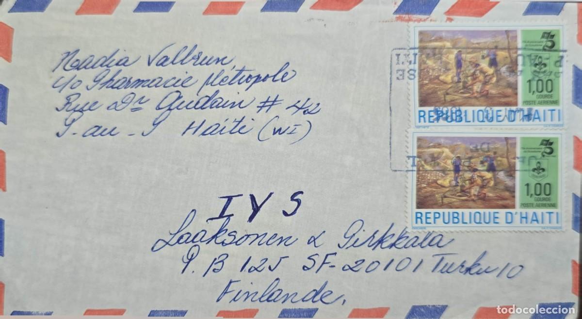Sellos: MI) 1980, HAITI, FROM PORT-AU-PRINCE (HAITI) TO TURKU (FINLAND), AIRMAIL COVER, TWO IDENTICAL STAMPS
