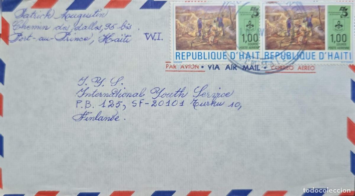 Sellos: MI) 1980, HAITI, FROM PORT-AU-PRINCE TO TURKU, FINLAND, AIRMAIL COVER BEARING TWO IDENTICAL COMMEMOR
