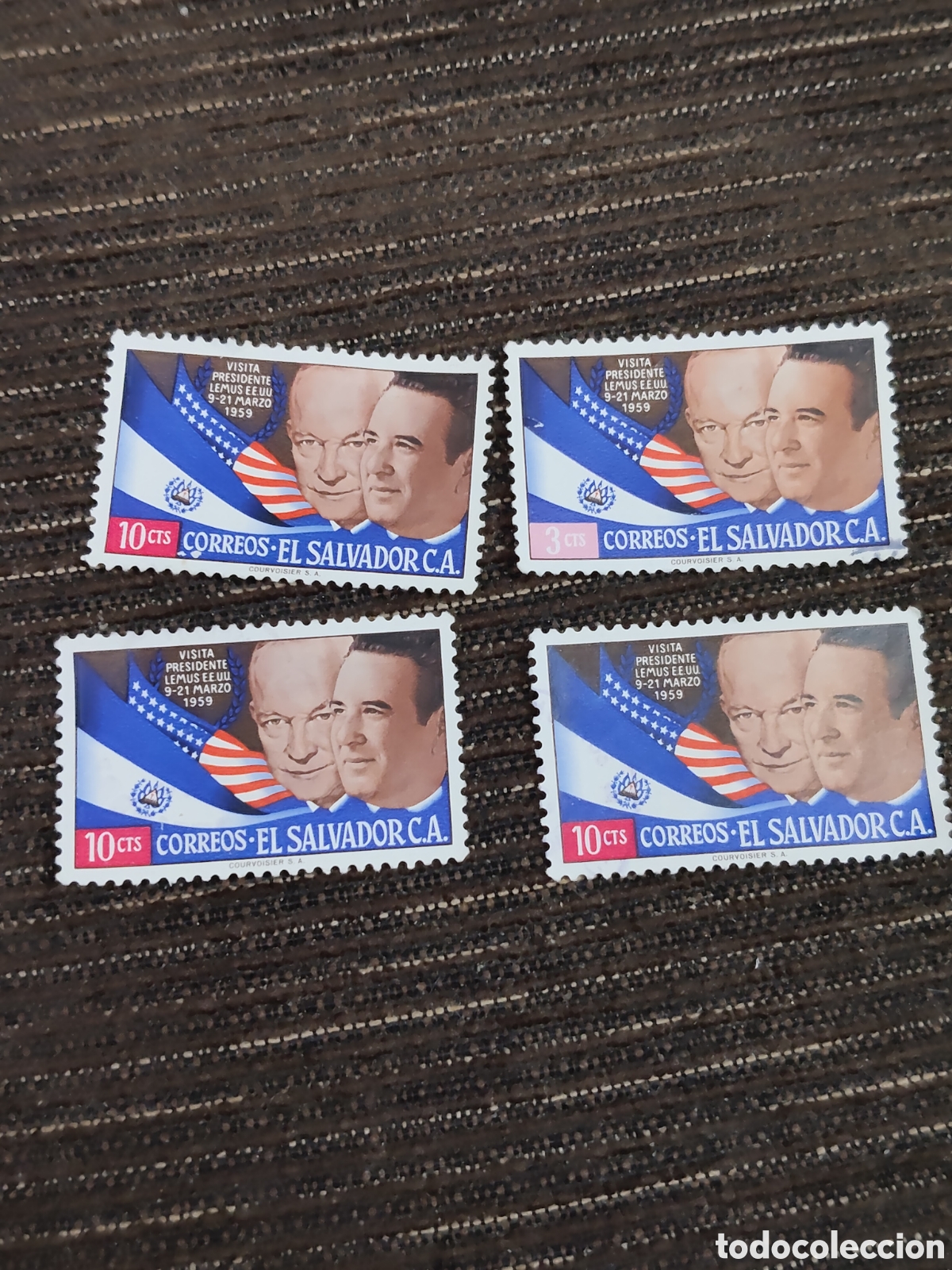 Sellos: 4 sellos de El Salvador visita del Presidente Jos&eacute; Mar&iacute;a Lemus a Estados Unidos 1959