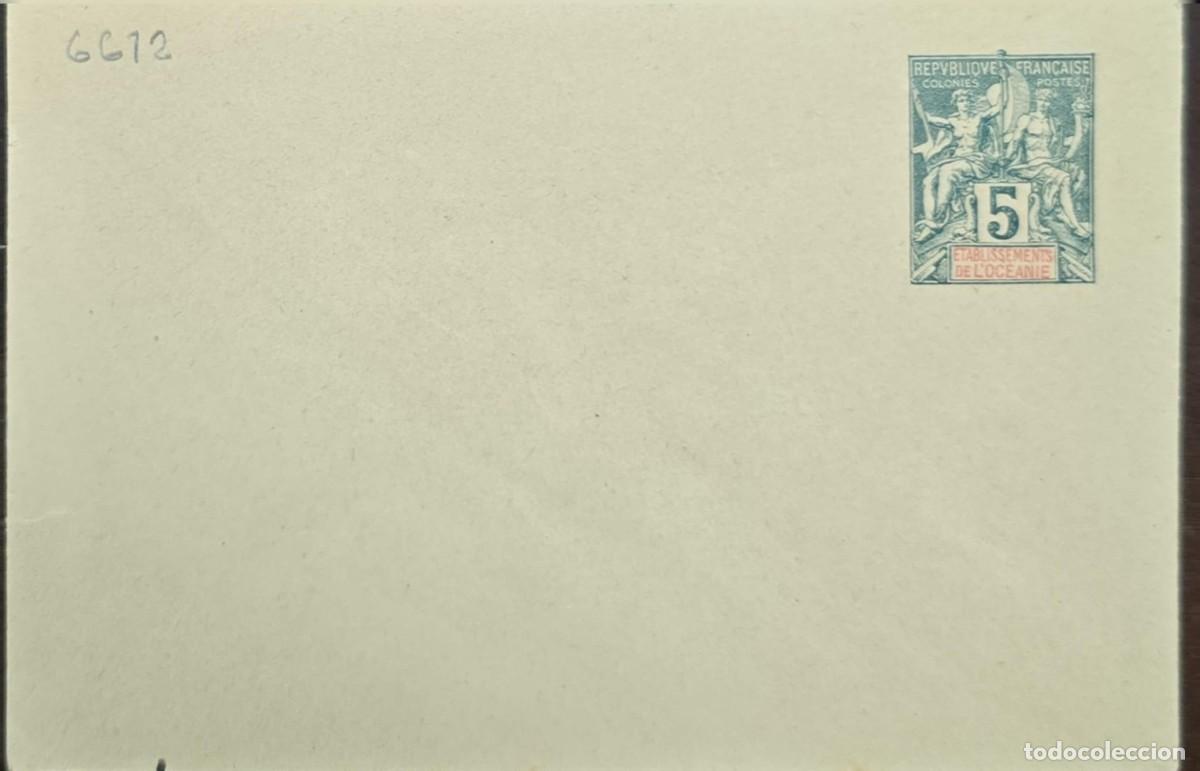 Sellos: MI) 1900, FRENCH POLYNESIA, POSTAL STATIONERY ENVELOPE FEATURING AN ALLEGORICAL PRINTED STAMP SHOWIN