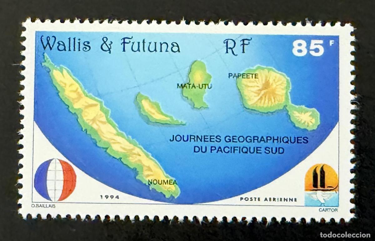 Sellos: Wallis y Futuna 1994 Mi. 659 emisi&oacute;n conjunta mapa Pac&iacute;fico Sur