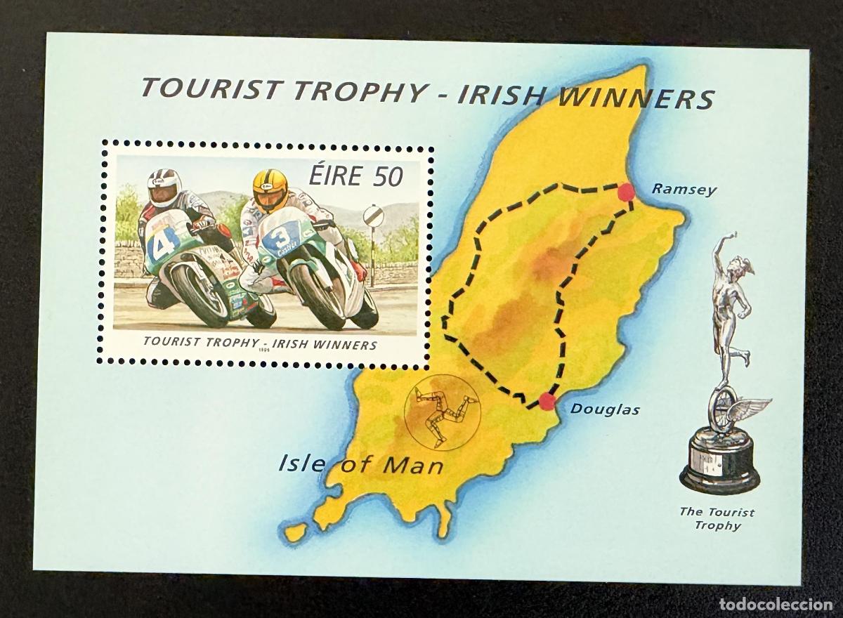 Sellos: Irlanda 1996 Mi. Bl. 19 emisi&oacute;n conjunta Tourist Trophy moto Isla de Man