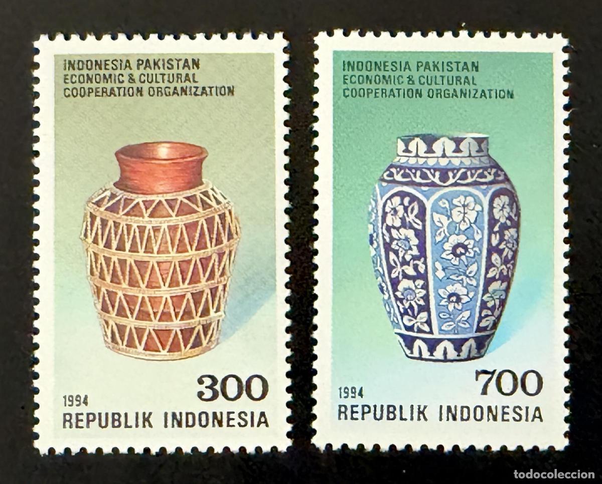 Sellos: Indonesia 1994 Mi. 1524-1525 emisi&oacute;n conjunta Pakist&aacute;n cer&aacute;mica alfarer&iacute;a