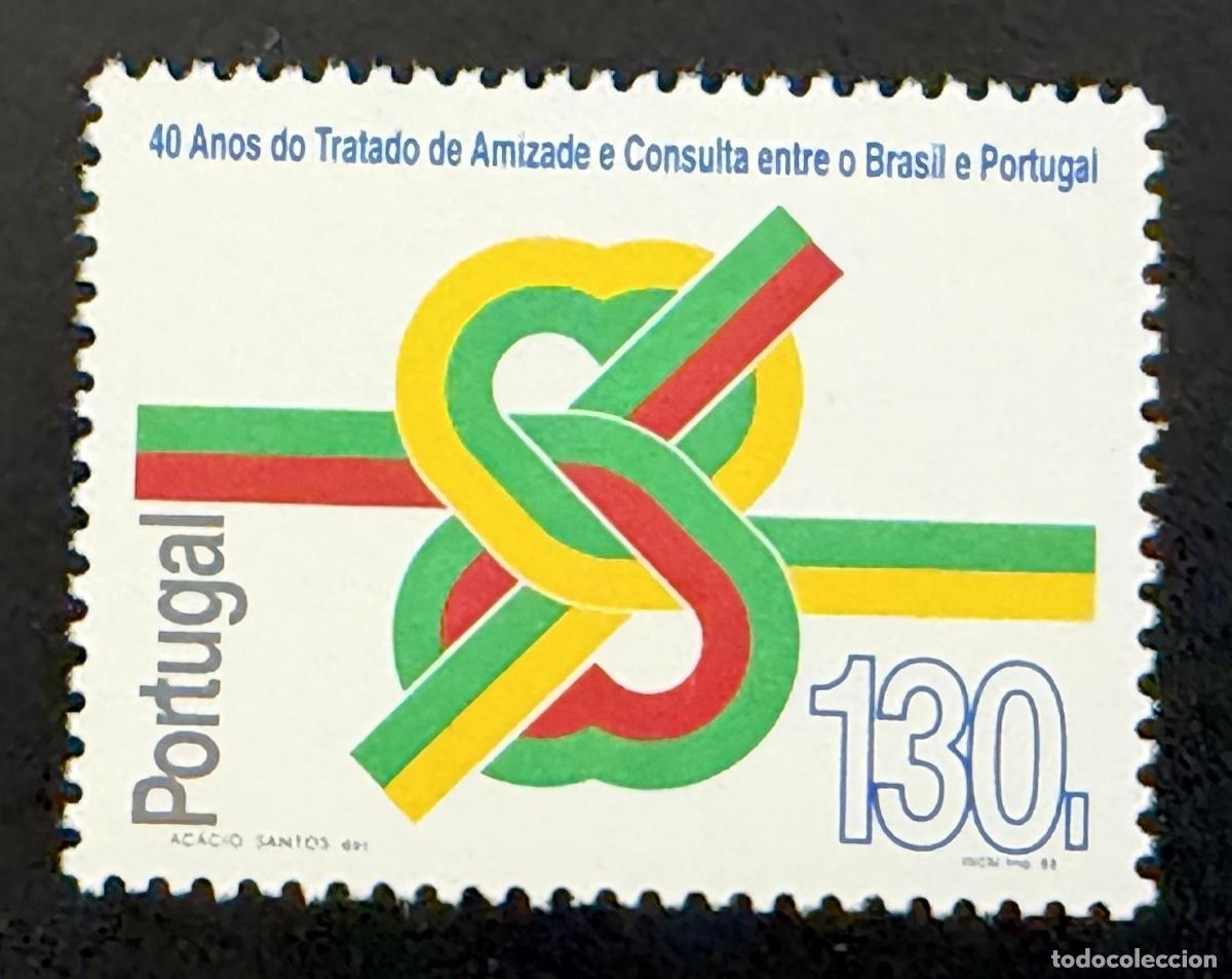 Sellos: Portugal 1993 Mi. 1997 emisi&oacute;n conjunta Brasil tratado amistad nudo