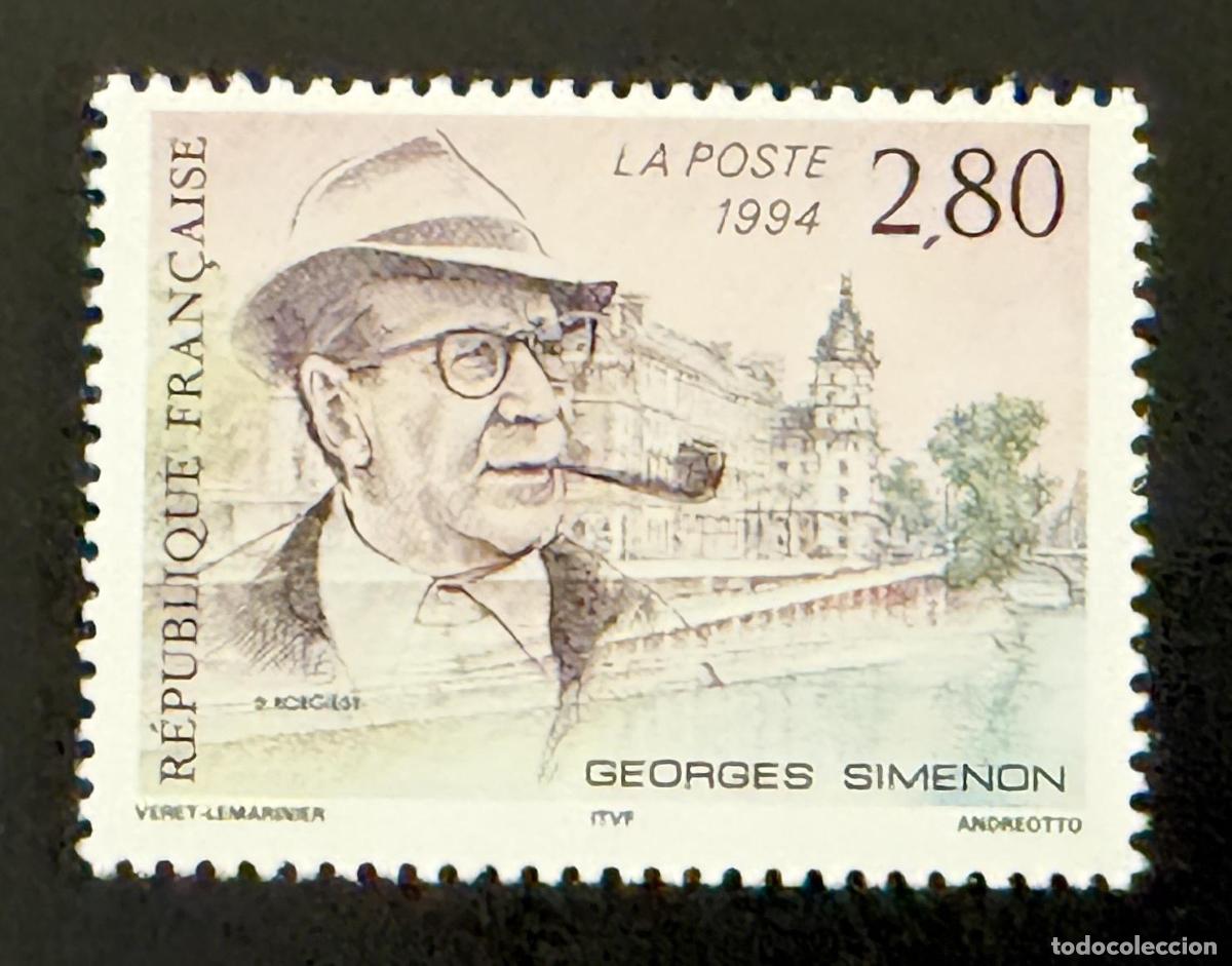 Stamps: Francia 1994 Mi. 3055 emisi&oacute;n conjunta Georges Simenon escritor Maigret