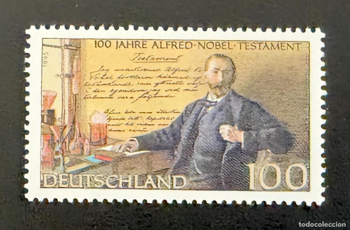Sellos: Alemania 1995 Mi. 1828 emisi&oacute;n conjunta testamento Alfred Nobel