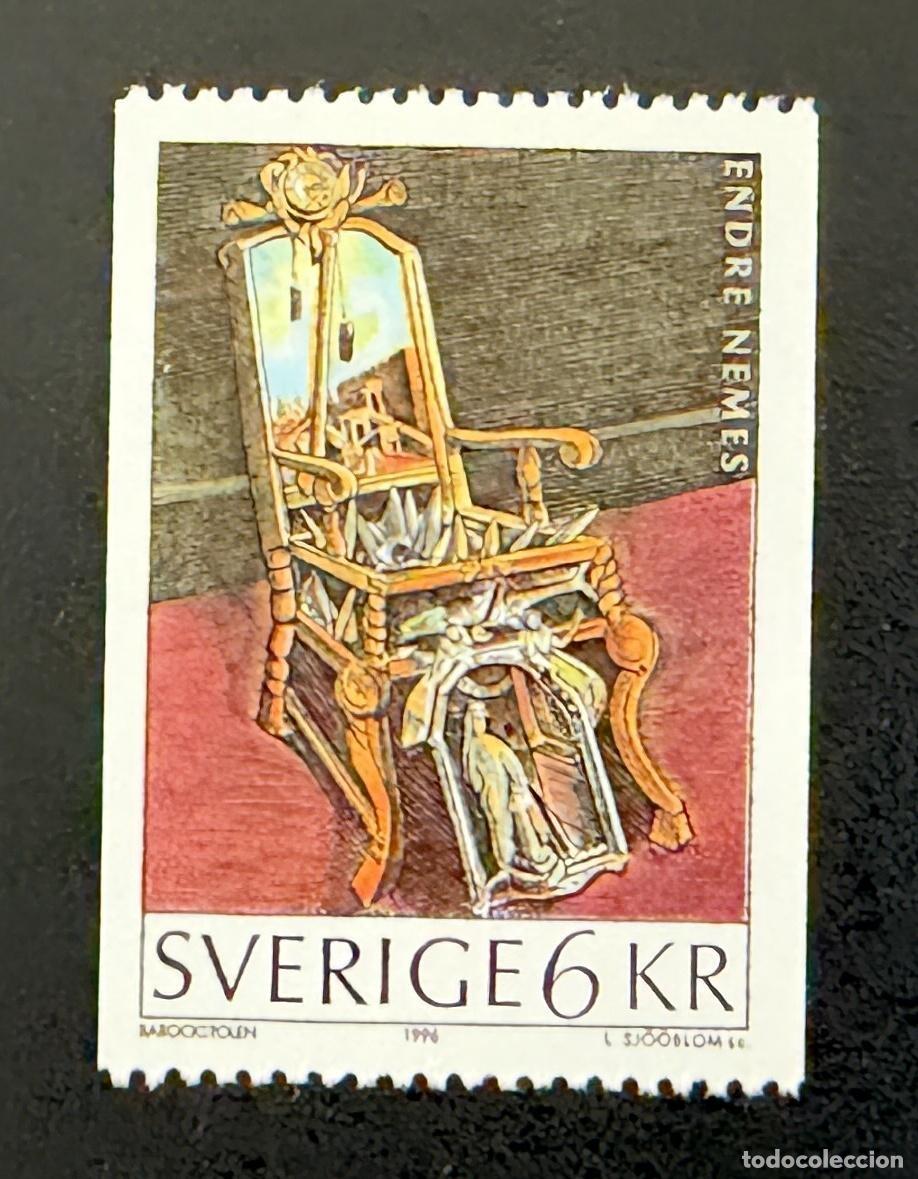 Sellos: Suecia 1996 Mi. 1968 emisi&oacute;n conjunta Endre Nemes arte pintura silla