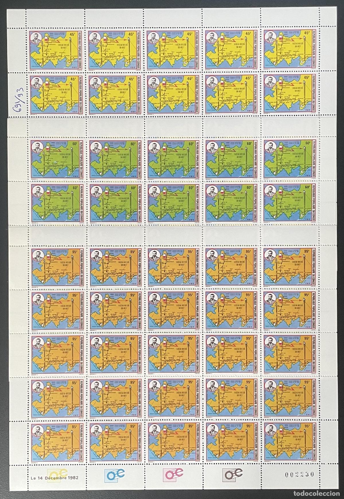 Sellos: Congo 1982 YT 691-693 tabl&oacute;n de radio Brazzaville Pointe-Noire mapa