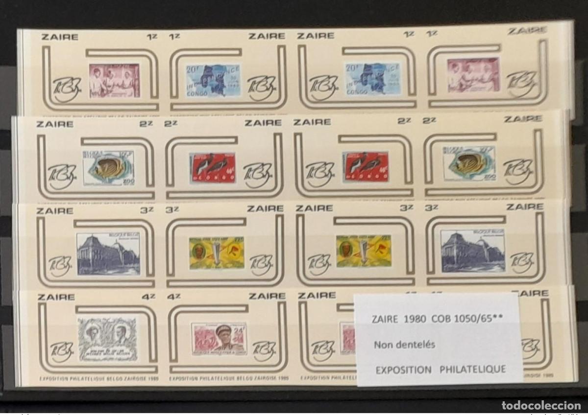 Sellos: Congo Zaire 1980 COB 1050 - 1065 Exposici&oacute;n filat&eacute;lica IMPERF ND Zairoise