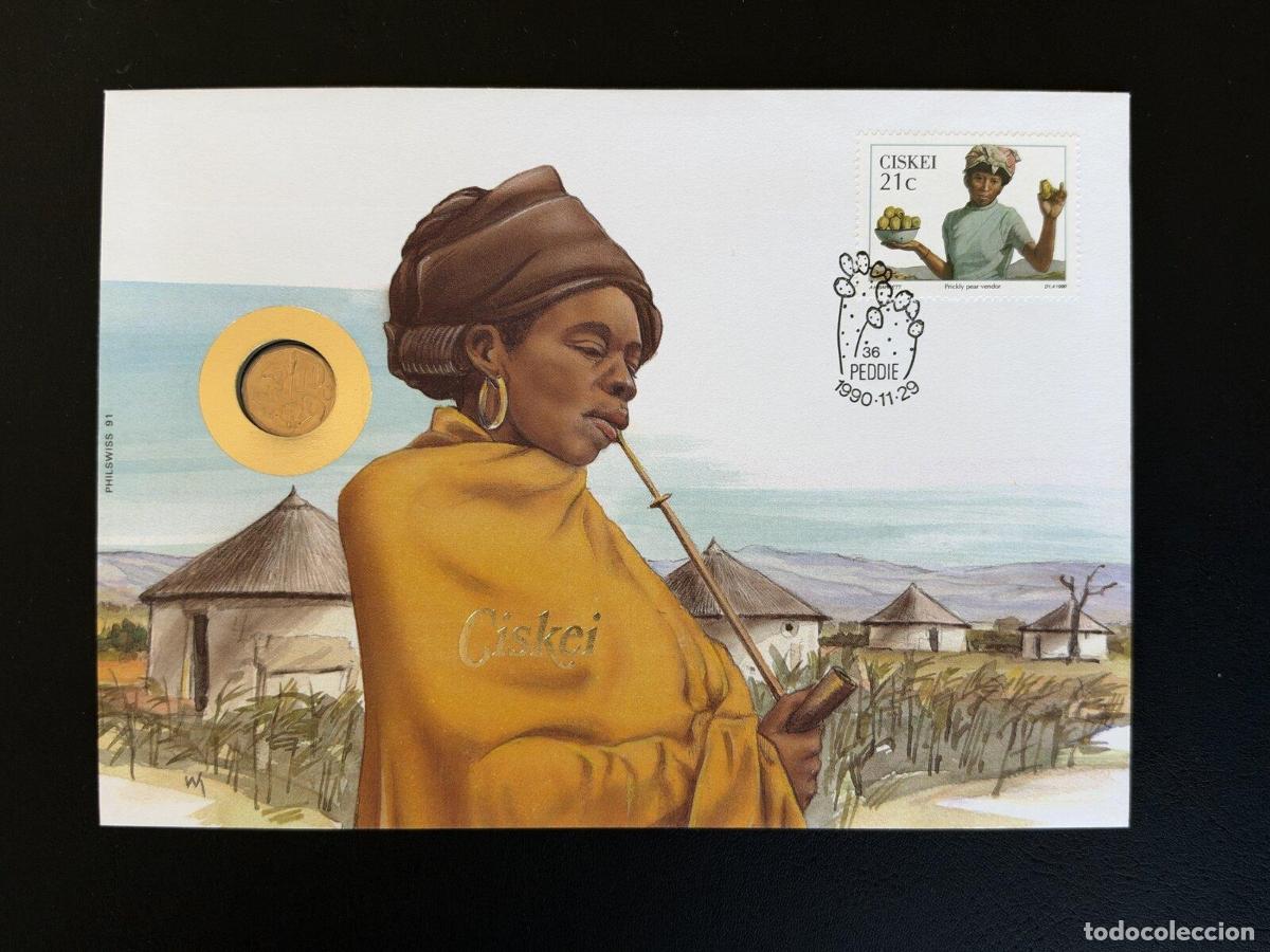 Sellos: Ciskei sobre numism&aacute;tico FDC Philswiss 1990 Peddie 21c