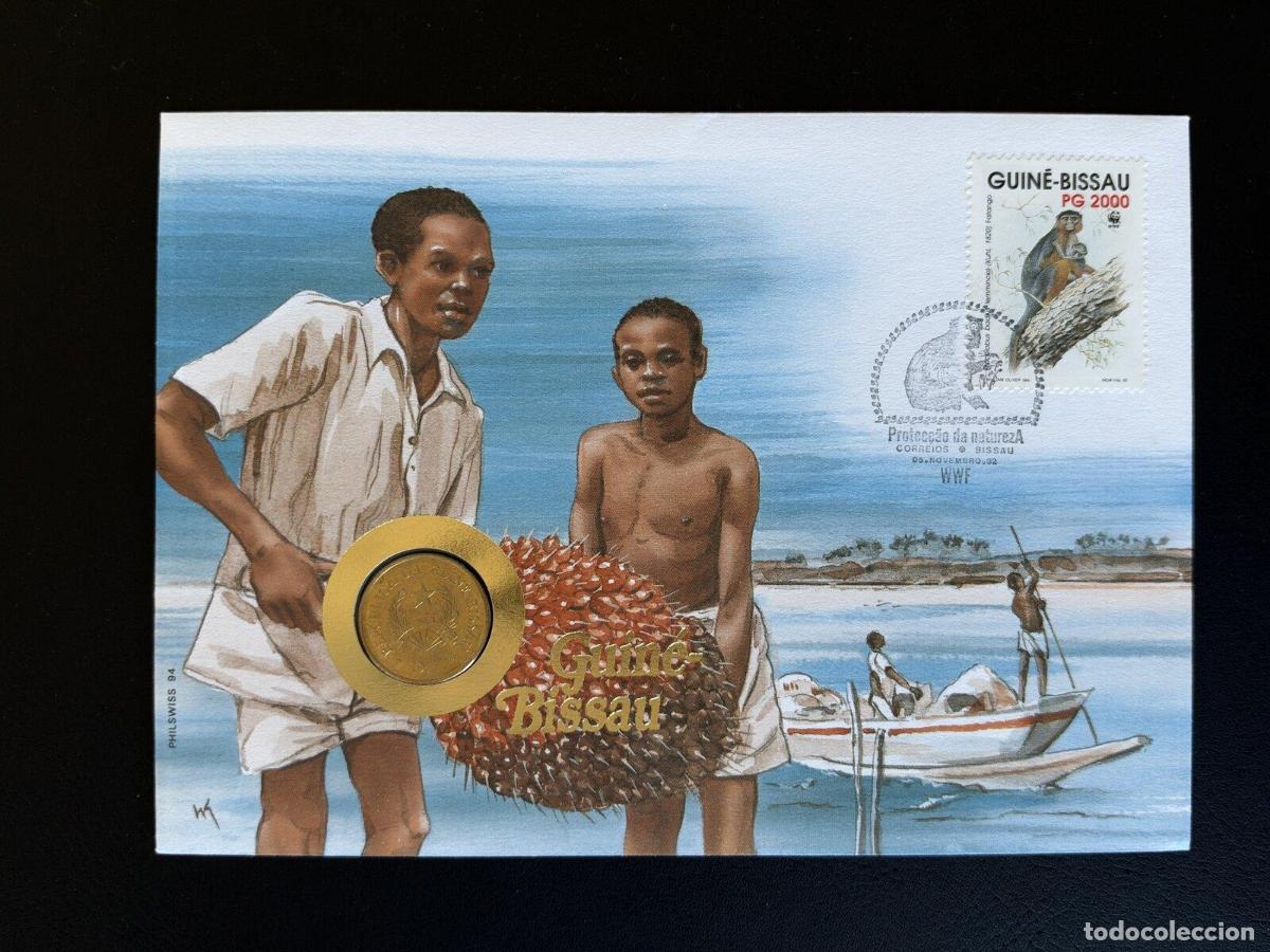 Sellos: Guinea-Bissau 1992 FDC numism&aacute;tico WWF Primate Philswiss 94