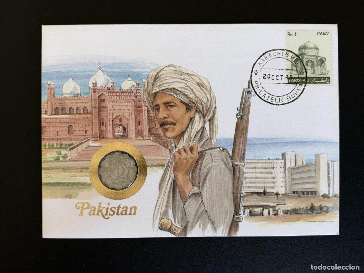 Selos: Pakist&aacute;n sobre numism&aacute;tico FDC sello moneda Karachi
