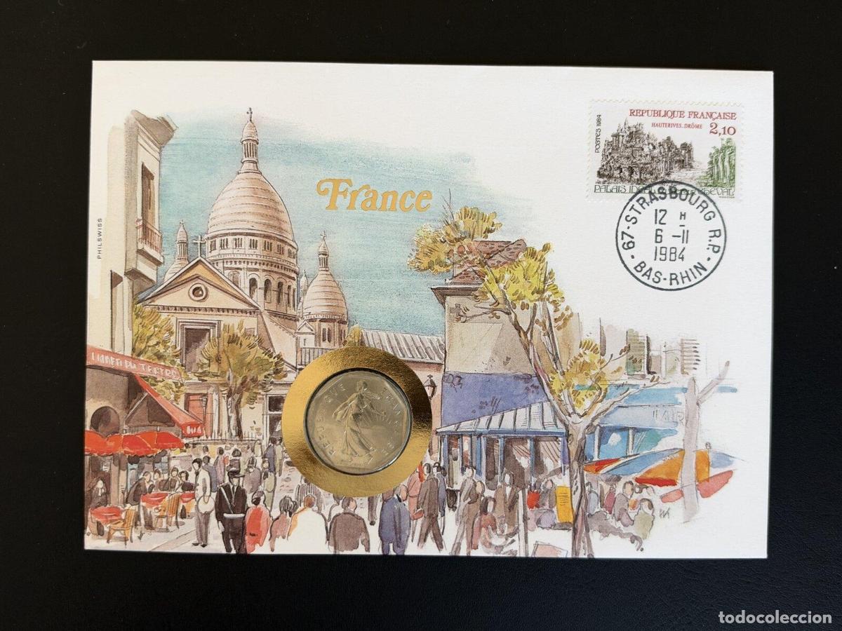 Sellos: Francia sobre numism&aacute;tico Philswiss 1984 Estrasburgo Sembradora