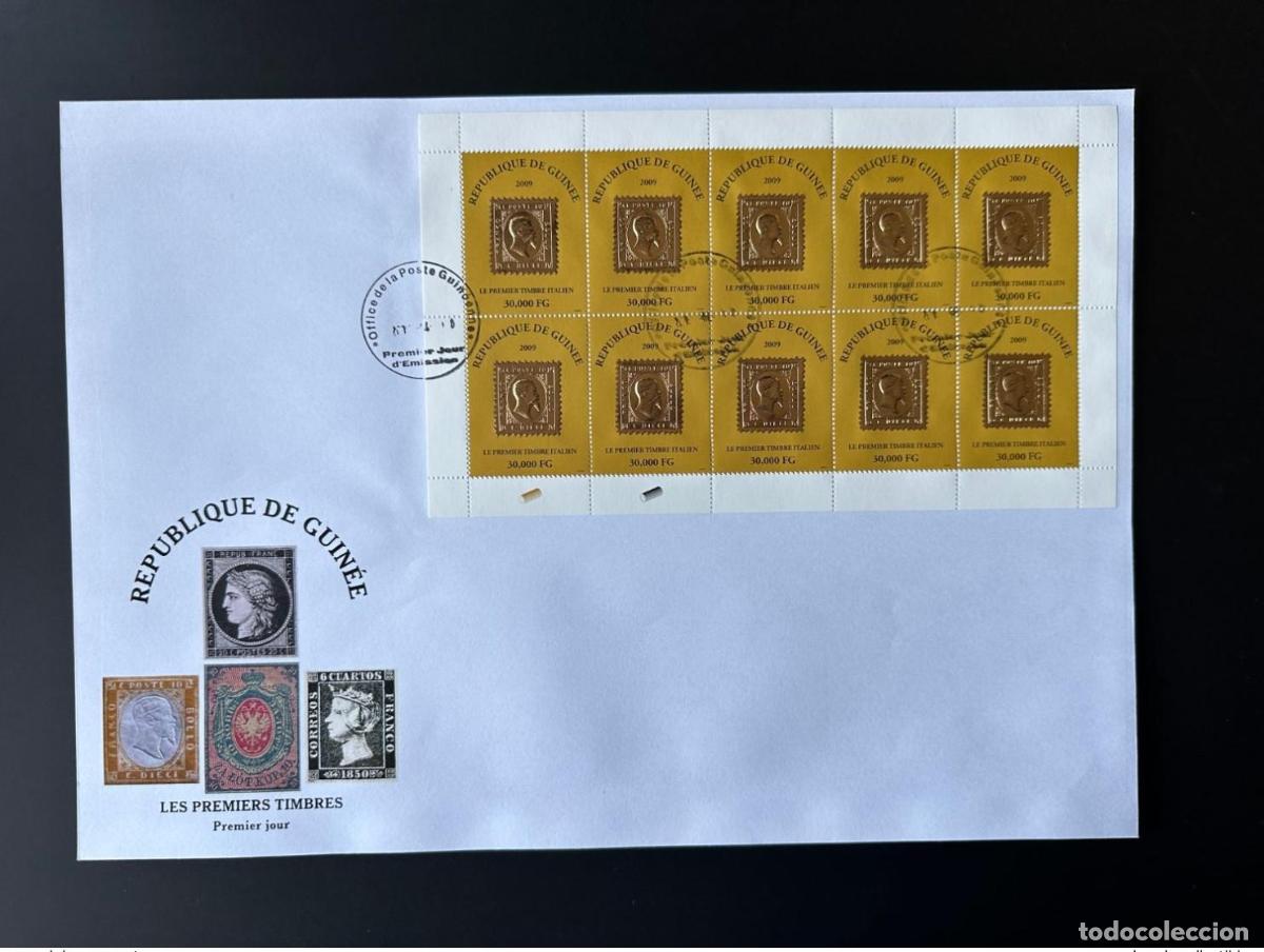 Sellos: Guinea 2009 Mi. 6488 FDC hoja Primer sello italiano Oro o Ceres