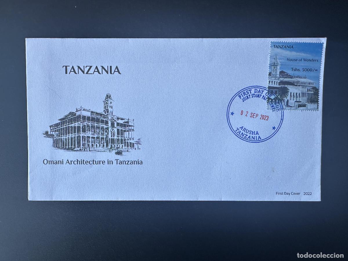 Sellos: Tanzania 2022 Mi.? Edici&oacute;n conjunta del D&iacute;a 1 de la FDC: casa arquitectura Om&aacute;n maravilla