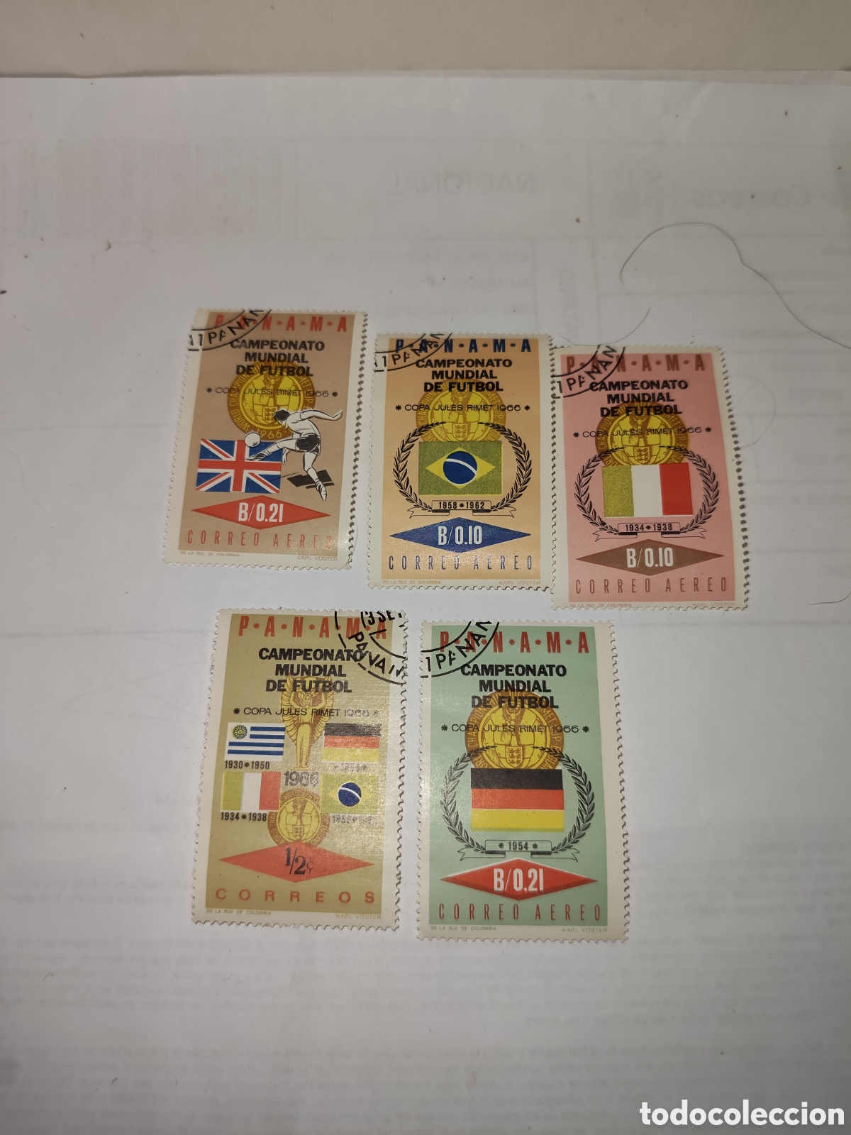 Sellos: 5 sellos de Panam&aacute; Copa del mundo de f&uacute;tbol Inglaterra 1966