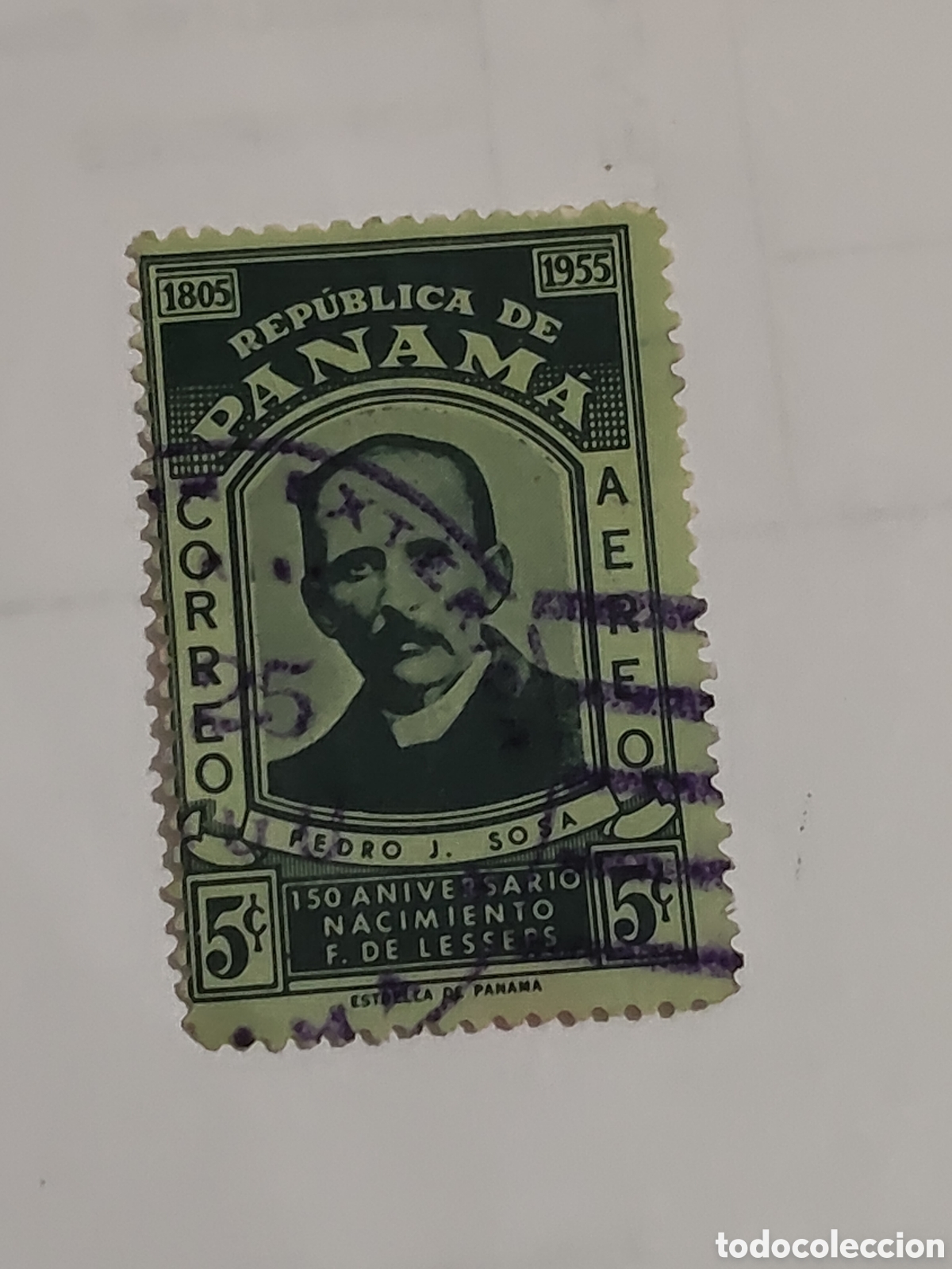 Sellos: Sello de Panam&aacute; Pedro J. Sosa ingeniero que particip&oacute; en la construcion del Canal de Panama 1955