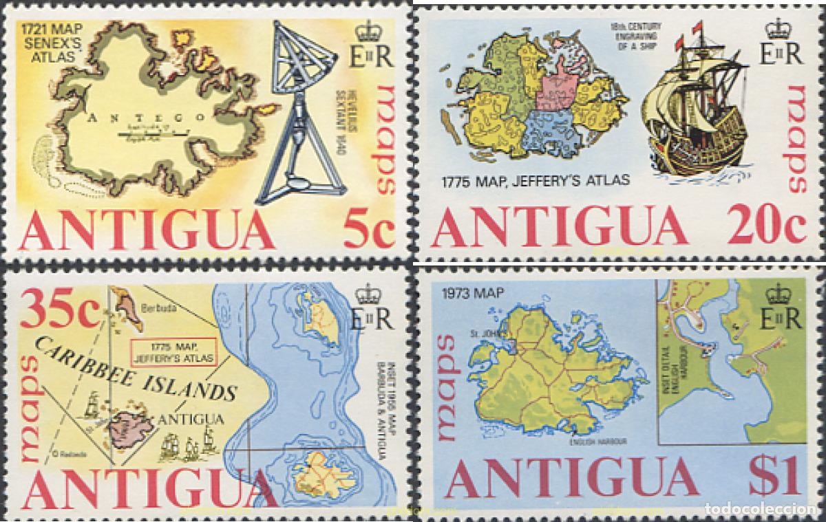 Sellos: 282728 MNH ANTIGUA 1975 MAPAS ANTIGUOS DE ANTIGUA