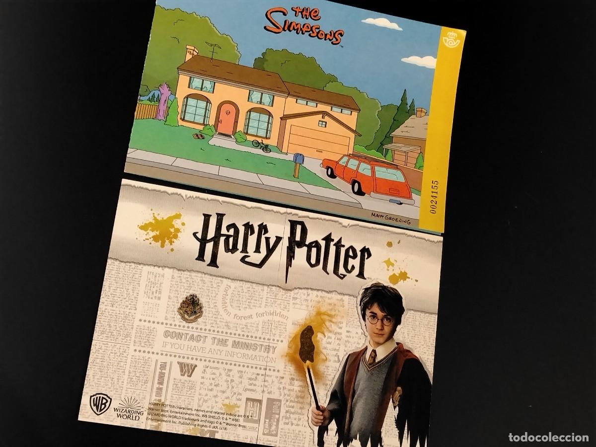 Timbres: 2 HOJAS DE SELLOS - HARRY POTTER ESPA&Ntilde;A Y LOS SIMPSONS CINE TV COMIC