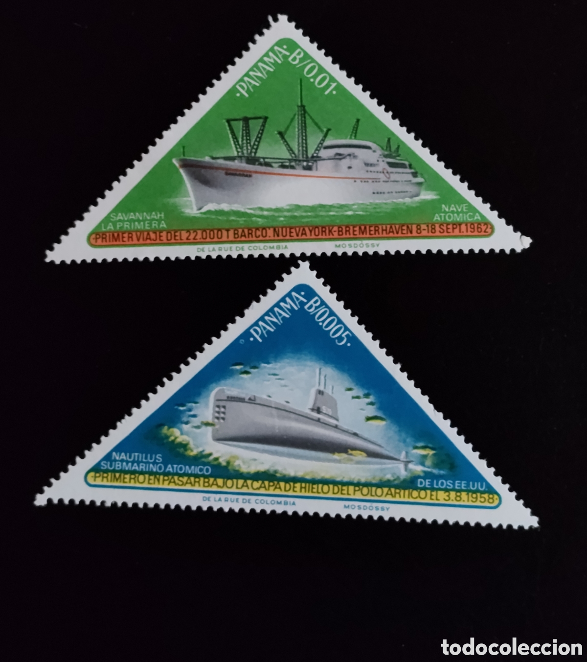 Timbres: Pareja Sellos Panam&aacute; 1965 Triangulares &Aacute;tomo para la Paz Michel 818/819