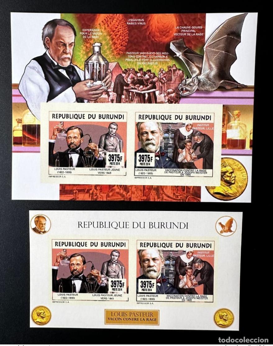 Stamps: Burundi 2014/2015 Mi. 3536 - 3537 Bl. 533 534 ND IMPERF Pasteur Vacuna antirr&aacute;bica