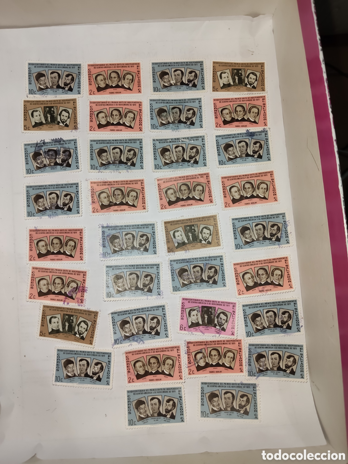 Timbres: 34 Sellos de El Salvador 150 aniversario del primer grito de independencia de Centroam&eacute;rica 1961