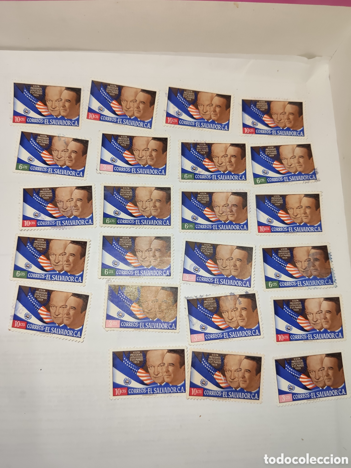 Timbres: 23 sellos de El Salvador visita oficial del Presidente Salvadore&ntilde;o Jos&eacute; Mar&iacute;a Lemos a EEUU 1959