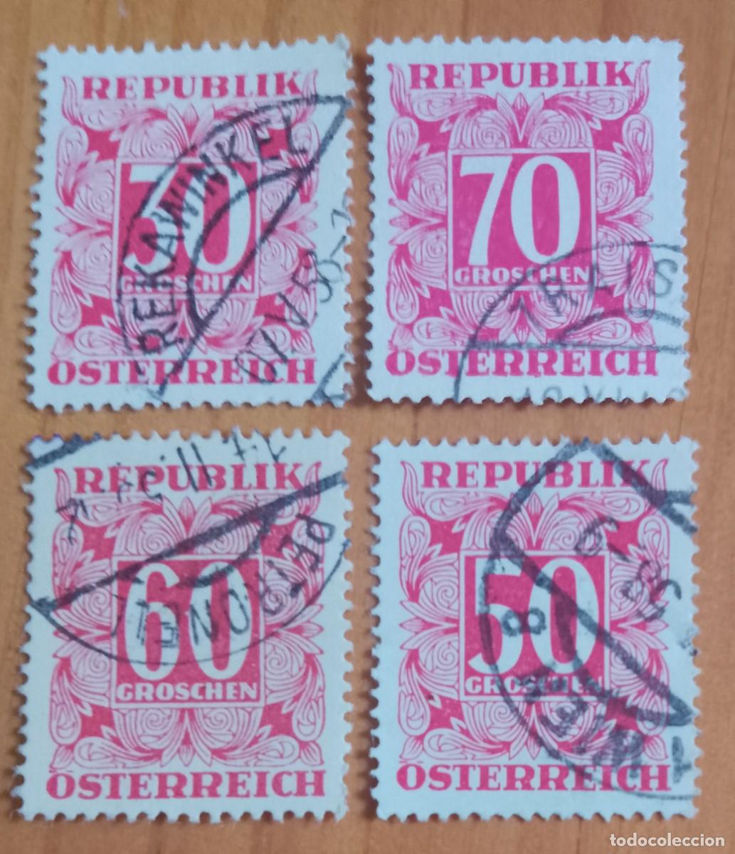 Briefmarken: AUSTRIA - LOTE 4 SELLOS, V/F GROSCHEN - N&Uacute;MERO, TASA, TAXA - VER DESCRIPCI&Oacute;N