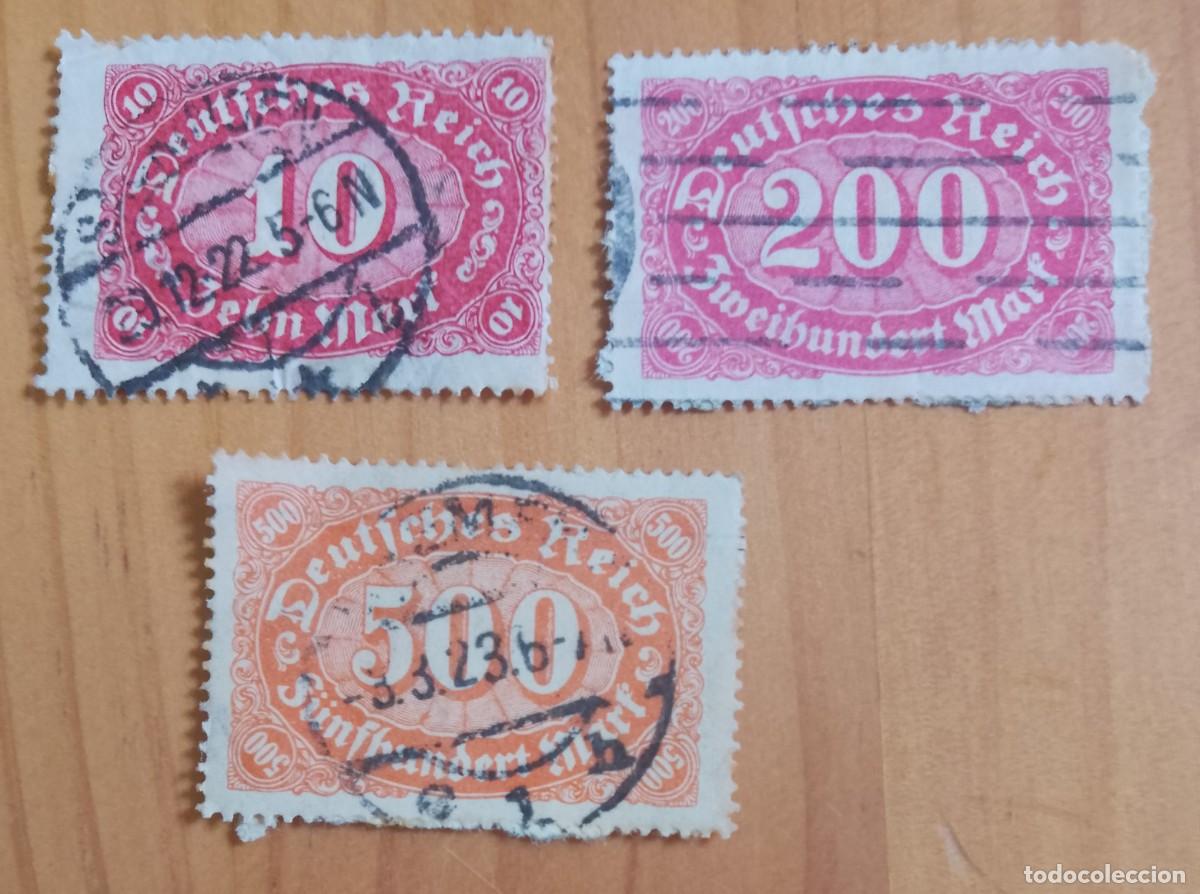 Briefmarken: ALEMANIA- LOTE 3 SELLOS, N&Uacute;MEROS, SERIE B&Aacute;SICA. DEUTCHES REICH - VER DESCRIPCI&Oacute;N