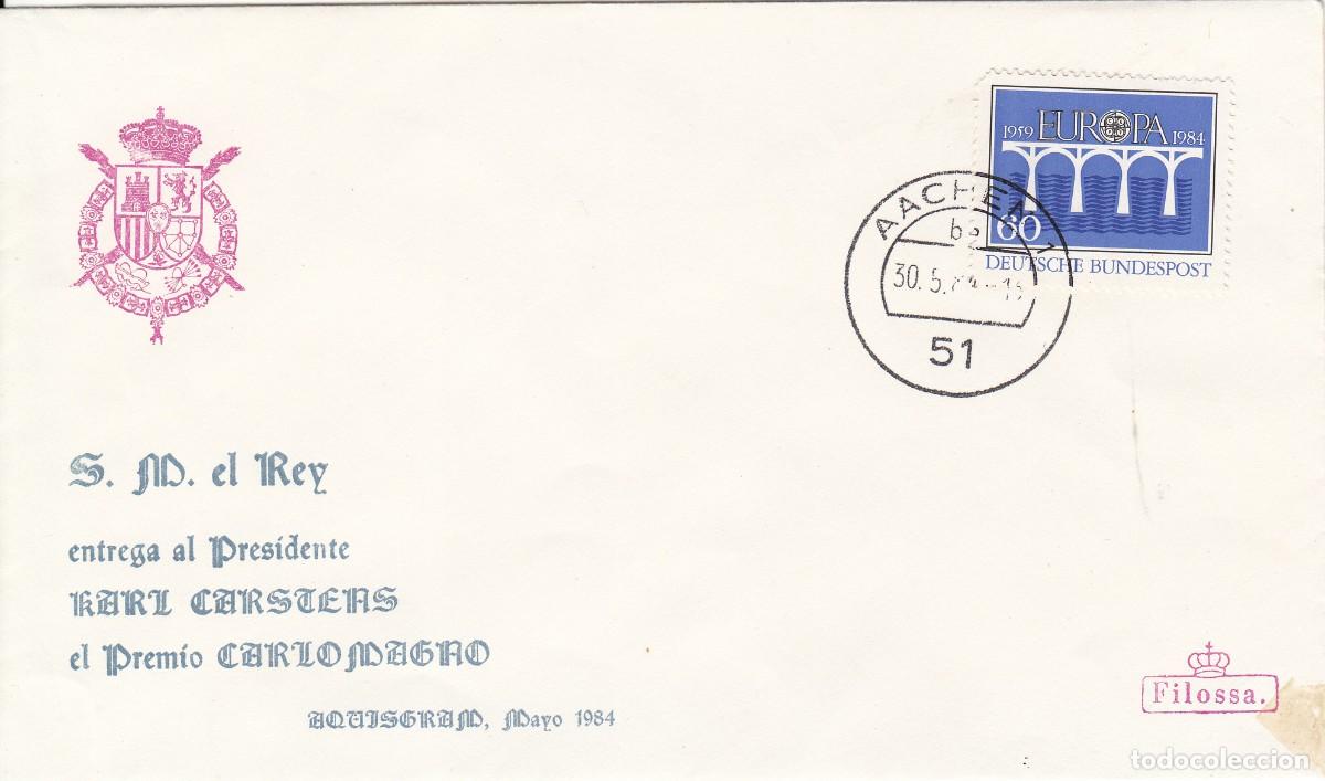 Timbres: TEMA MONARQU&Iacute;A - SM. EL REY ENTREGA EL PREMIO CARLOMAGNO - ALEMANIA 1984
