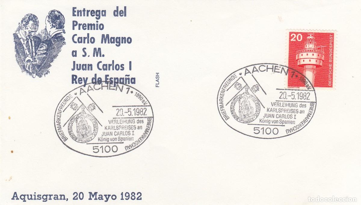 Sellos: TEMA MONARQU&Iacute;A - ENTREGA DEL PREMIO CARLO MAGNO A S M EL REY - AQUISGRAN (ALEMANIA ) 1982