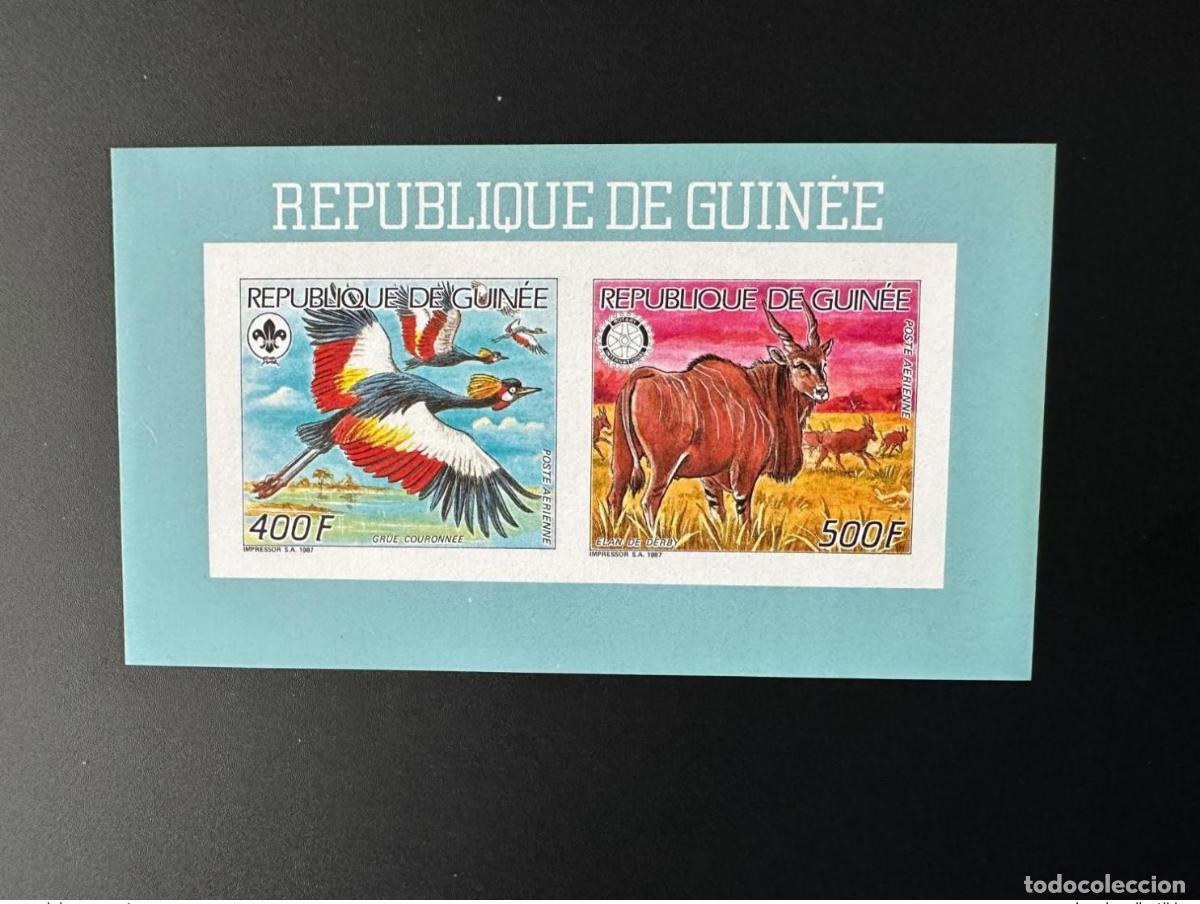 Timbres: Guinea 1987 Mi. 1198 - 1199 Klb ND IMPERF Scouting Rotary Bird Wildlife