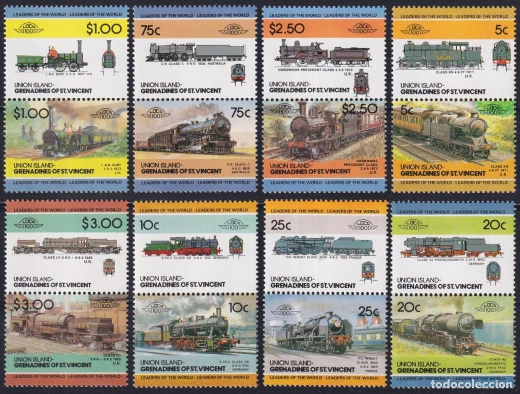Timbres: F-EX63845 UNION GRENADINES ST VINCENT MNH 1984 RAILROAD RAILWAYS TRAIN LOCOMOTIVES.