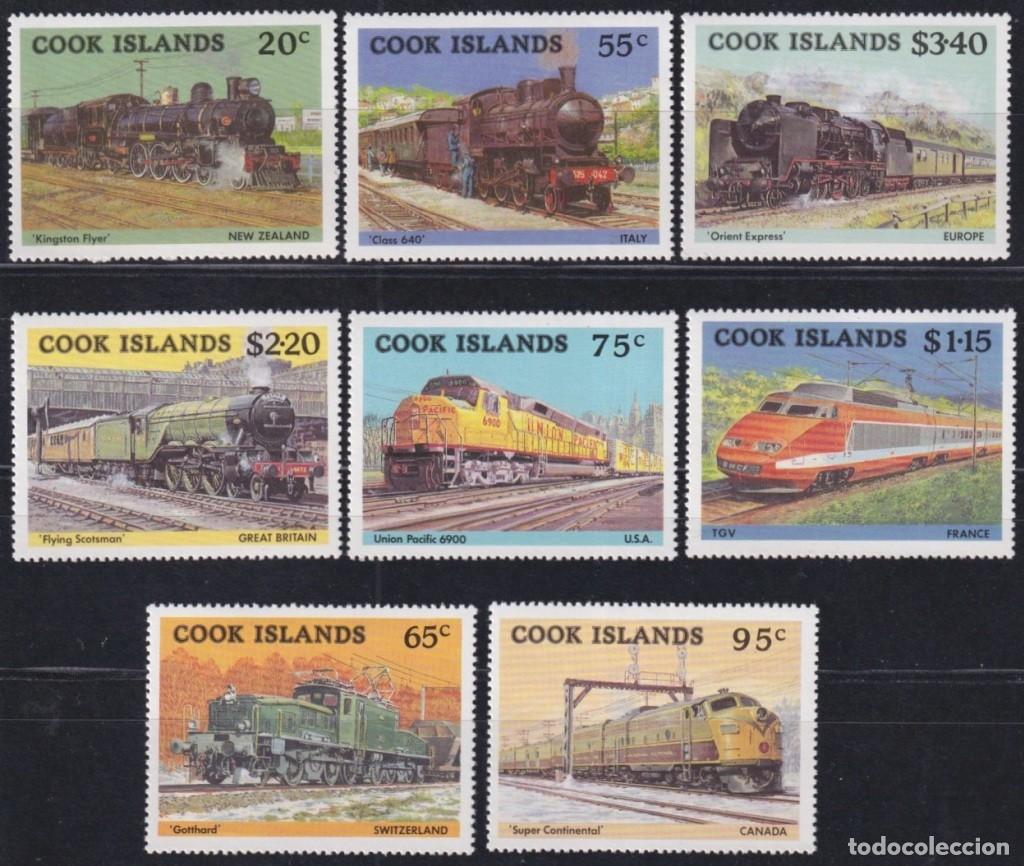 Selos: F-EX62856 COOK IS MNH 1985 RAILROAD RAILWAYS FERROCARRIL TRAIN LOCOMOTIVE.