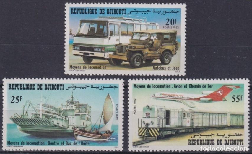 Selos: F-EX63345 DJIBOUTI MNH 1982 RAILROAD RAILWAYS AIRPLANE AVION MERCHANT SHIP AUTO.