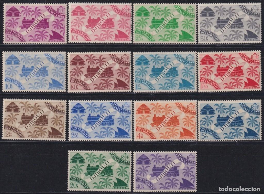 Selos: F-EX62860 DJIBOUTI ORIGINAL GUM 1943 LONDON ISSUE RAILROAD SHIP BARCO FERROCARRIL TRAIN.