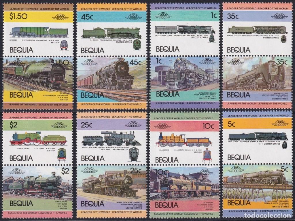 Selos: F-EX63805 BEQUIA GRENADINES ST VINCENT MNH 1984 RAILROAD RAILWAYS TRAIN LOCOMOTIVES.