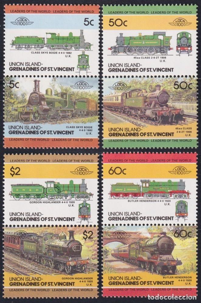Selos: F-EX63842 UNION GRENADINES ST VINCENT MNH 1984 RAILROAD RAILWAYS TRAIN LOCOMOTIVES.