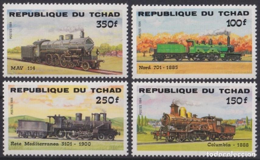 Stamps: F-EX63583 CHAD MNH 1974 UPU SHIP AIRPLANE RAILWAY TRAIN SHIP SATELLITE CANOES.