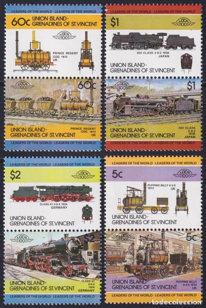 Selos: F-EX63846 UNION GRENADINES ST VINCENT MNH 1984 RAILROAD RAILWAYS TRAIN LOCOMOTIVES.