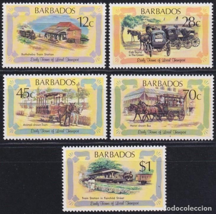 Selos: F-EX63851 BARBADOS MNH 1981 EARLY LOCAL TRANSPORT CARRIGAGE RAILROAD RAILWAYS TRAIN LOCOMOTIVES.