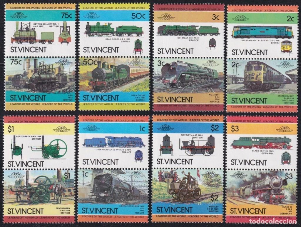 Stamps: F-EX63861 ST VINCENT MNH 1984 RAILROAD RAILWAYS TRAIN LOCOMOTIVES FERROCARRIL.