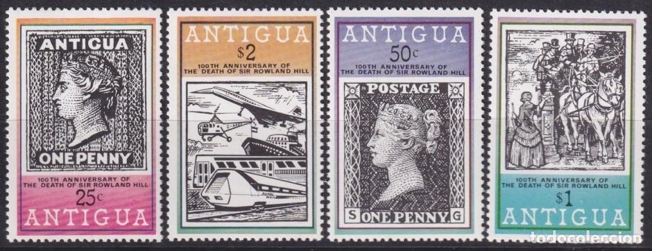 Selos: F-EX63866 ANTIGUA MNH 1979 ROWLAND HILL CENTENARY RAILROAD RAILWAYS TRAIN.